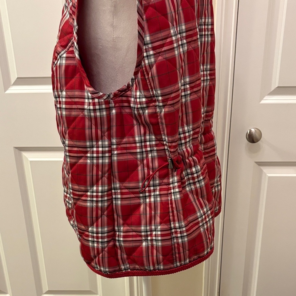 Croft & Barrow Red Plaid Puffer Jacket 1X Vest EUC pockets - Picture 6 of 13